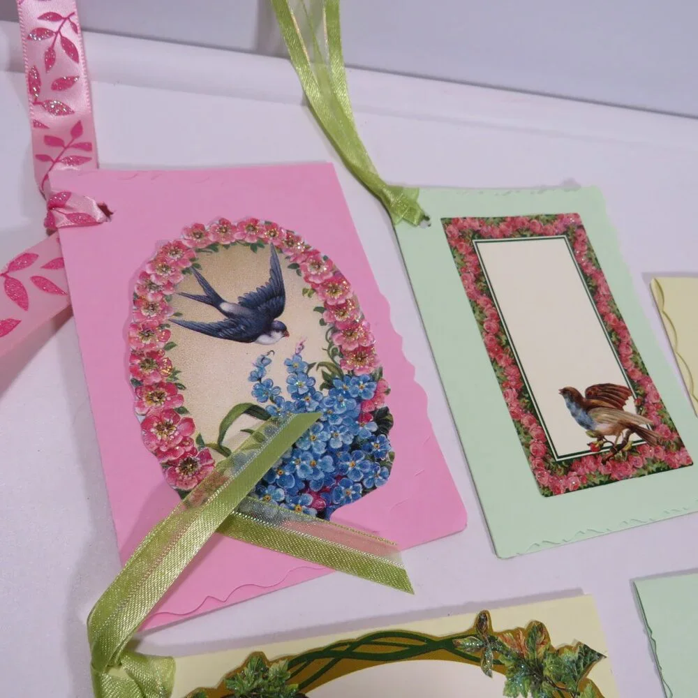 Victorian Gift Tags Cardstock with some embossed images & glitter paint accents